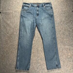 Wrangler Slim Straight Jeans Mens Blue Denim Size 38x32 Cowboy Western Rodeo vtg